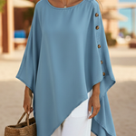 Elegant Flowing Irregular-hem Satin Blouse Top