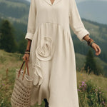 Rose Kiss Vintage Boho Shawl Collar Dress