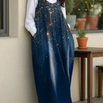 Women's Shiny Stripe Casual Loose Denim Vest Dress