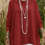 Retro Peter Pan Collar Irregular Hem Sweater Pullover