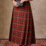 Women's Scottish Plaid Pleated Cotton Skirt