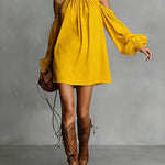 Loose-fitting Off-shoulder Long-sleeved Short Dress