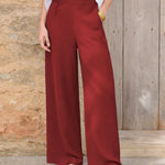 Women's Solid Color High-waisted Casual Loose Cotton And Linen Wide-leg Pants