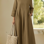 Elegant And Cozy Denim Cotton Dress