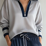 Casual Color-block Sweatshirt And Pants Two-piece Set