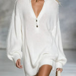Women's Cozy V-neck Knit Sweater Dress