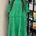 Women's Patchwork Embroidered Lace Loose Linen And Cotton Dress