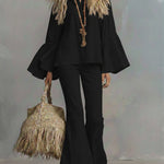 Cozy Linen And Cotton Shirt And Trousers Two-piece Set.