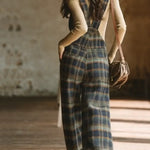 Women's Retro Plaid Cotton Jumpsuit