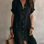 Minimalist Basic Shirt Linen Cotton Mini Dress