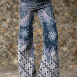 Women's Vintage Art Print Casual Cotton Denim Jeans