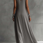 Casual And Cozy Color-blocked Cotton Dress