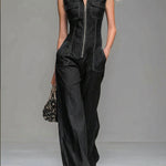 Women's Casual 100% Cotton Zip-up Denim Jumpsuit