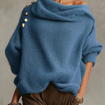 Women's Solid Color Off-the-shoulder Long-sleeved Casual Loose-fitting Knitted Sweater