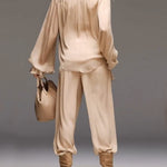 Flowy Chiffon Shirt And Trousers Two-piece Set