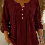 Women's Comfort Corduroy Pleated Cotton Top
