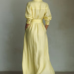 Waist-cinching Shirt-style Maxi Linen And Cotton Dress