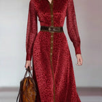 Women's Elegant Leopard Print Shirt Dress