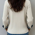 Casual Patchwork Denim Knit Top