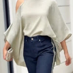 Women's Loose-fitting Linen And Cotton Off-the-shoulder Top