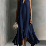 Women's V-neck Sleeveless Casual Loose Linen Dress