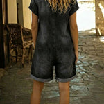 Women's Casual Cotton Denim Jumpsuit Shorts