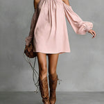 Loose-fitting Off-shoulder Long-sleeved Short Dress