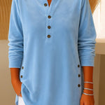 Women's Solid Color V-neck Long-sleeved Velvet Top