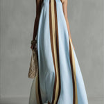 Casual Striped Linen And Cotton Maxi Sleeveless Dress