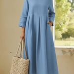 Elegant And Cozy Denim Cotton Dress