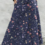 Women's Vintage Floral Pattern Art Print Casual Cotton Denim Skirt