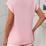 Women's V-neck Short-sleeved Striped Knitted Sweater Vest
