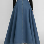 Women's High-waisted Loose-fitting A-line Denim Skirt