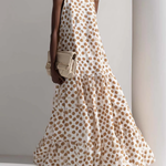 Retro Polka Dot Print Multi-layered Hem Maxi Dress