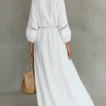 Women's Cozy And Loose-fitting Maxi Linen And Cotton Dress