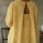 Romantic Floral Embroidered Cutout Design Blouse Shirt