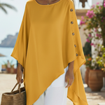 Elegant Flowing Irregular-hem Satin Blouse Top
