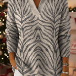 Women's Painting Art: Animal Pattern Decorative Designs Casual Shirt Collar Long Sleeve Sweater