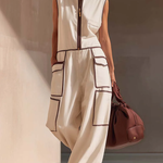 Casual Loose-fitting Color-blocked Workwear Jumpsuit