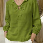 Women's Casual Peter Pan Collar Linen And Cotton Top
