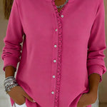 Retro Casual Lace Collar Button Shirt