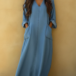 Casual V-neck Loose Denim Dress