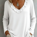 Cozy Ruffled V-neck Cotton Top