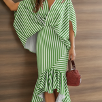 Stylish Striped Elegant Shirt And Skirt Two-piece Set