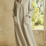 Casual And Cozy Polo-neck Loose Linen Dress