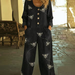 Retro-style Flying Bees Denim Jumpsuit