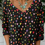 Colorful Cute Heart-print Cotton T-shirt sweatshirt