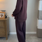 Women's Casual Turtleneck Cotton Sweatshirt And Pants Two-piece Set