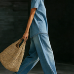 Casual Cozy Polo Collar Shirt And Jeans Denim Set