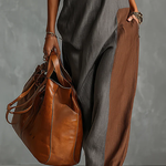 Fashionable Color-blocked Linen-cotton Maxi Dress